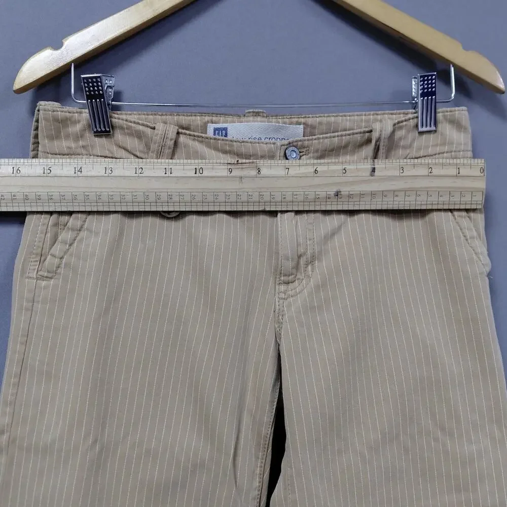 Gap Low Rise Cropped Beige Pocket Pinstripe Capri Pants Women Size 1